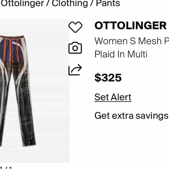 Plaid Sheer High-Waist Leggings in Coral and Blue - Picture 3 of 4